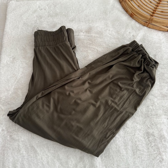 Free People Ali High Waist Balloon Beach Pants Army Olive Green Harem NWT - Picture 13 of 13